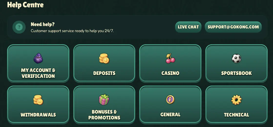 help centre interface