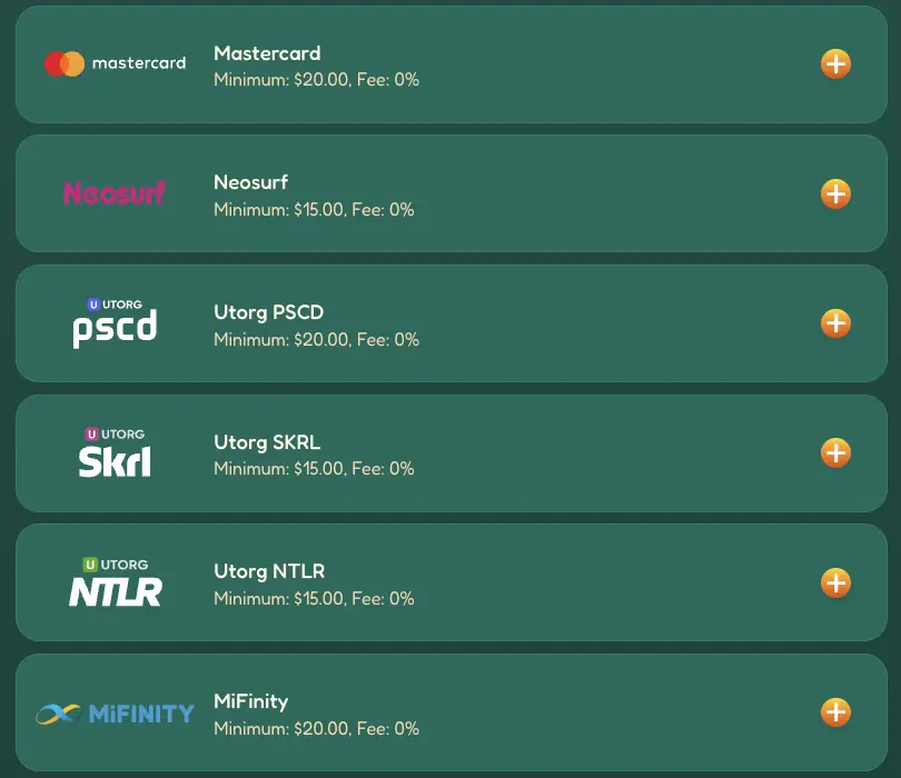 Payment methods: logos and features